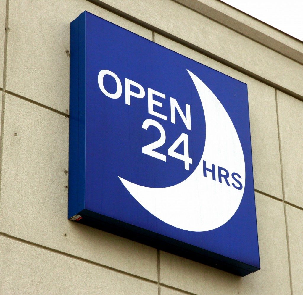 open 24 hours sign