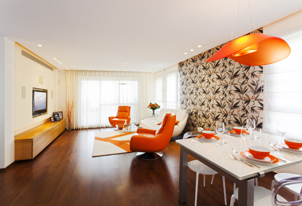 home interior with orange theme